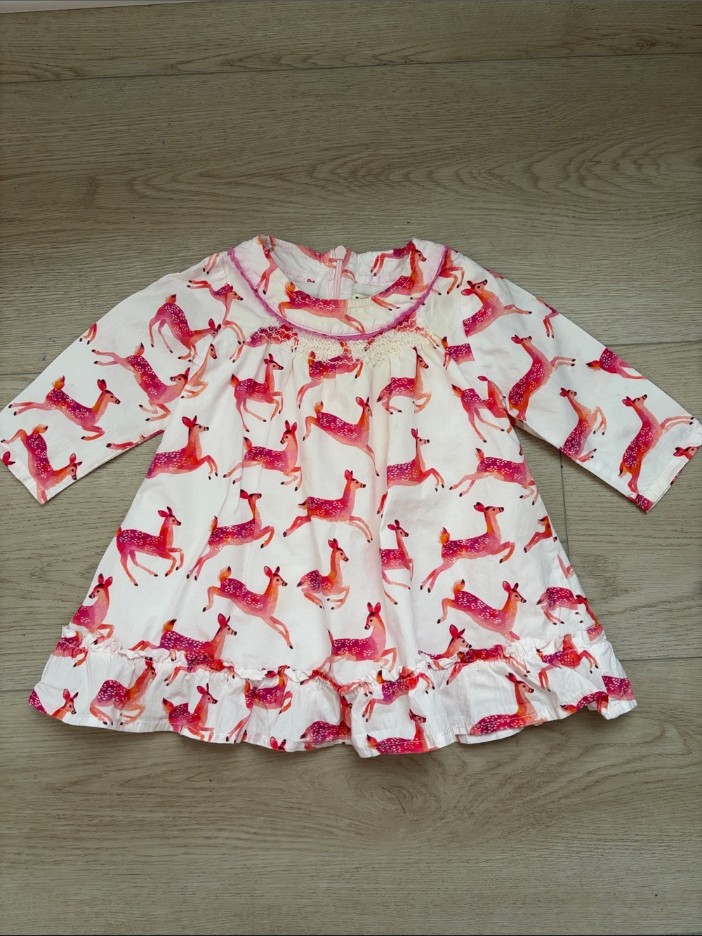 Hatley Pink Deer Print Long-Sleeve Dress